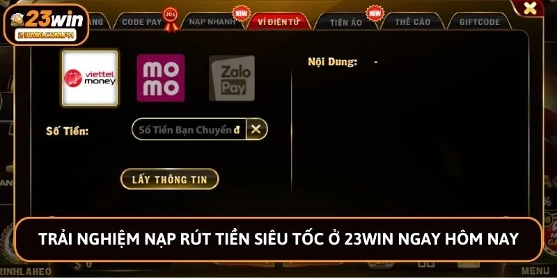 23WIN 61 Trải nghiệm nạp rút tiền siêu tốc ở 23win ngay hôm nay